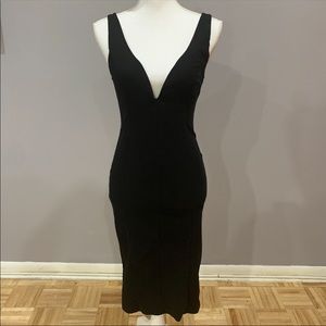 Caribbean Queen black dress, V neck, midi dress